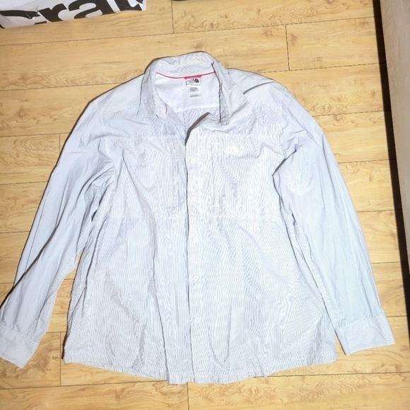 The North Face button down shirt gray white  stripes XXL - Picture 1 of 9